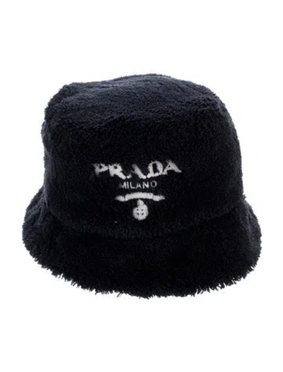 Pre-owned Prada Embroidered Bucket Hat In Black