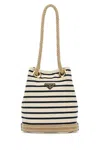Prada Canvas Bucket Bag Featuring Rope Handles In Multi