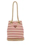 Prada Embroidered Canvas Bucket Bag