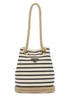 Prada Canvas Bucket Bag Featuring Rope Handles In Multi