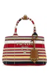 Prada Mini Handbag With Embroidered Design And Stripes In Animal Print