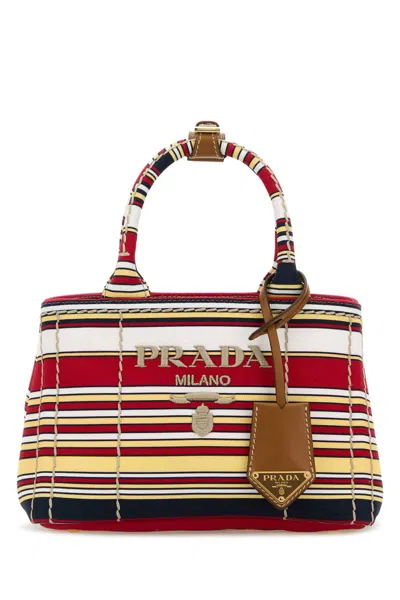 PRADA EMBROIDERED CANVAS MINI HANDBAG