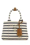 Prada Mini Handbag With Striped Design And Tag In Multi