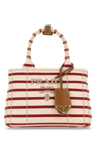 PRADA PRADA EMBROIDERED CANVAS MINI HANDBAG