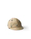 Prada Embroidered Cap In Beige/light Blue