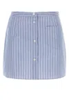 PRADA EMBROIDERED CHAMBRAY MINI SKIRT