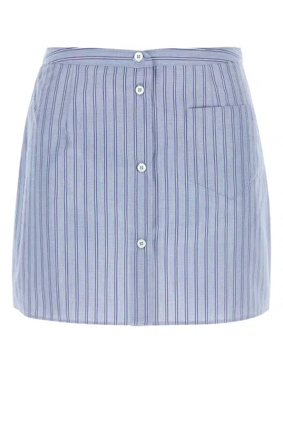 Prada Striped Straight Hem Mini Skirt In Multicolor