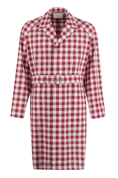 PRADA PRADA EMBROIDERED COTTON OVERCOAT