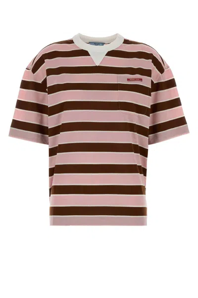 Prada Embroidered Cotton Oversize T-shirt In Multi
