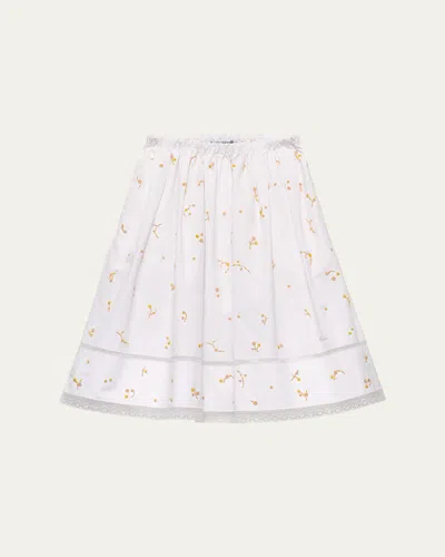 Prada Embroidered Cotton Poplin Skirt In Multi