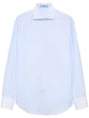 Prada Embroidered Cotton Shirt In Blue