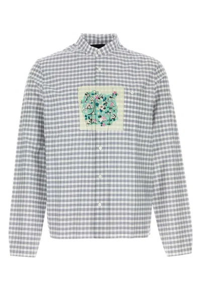 Prada Embroidered Cotton Shirt In Blue