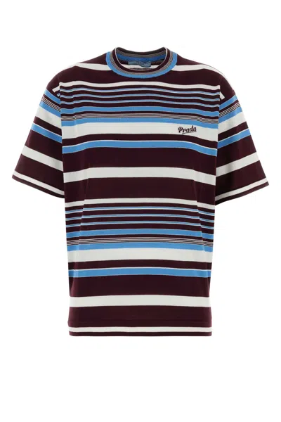Prada Embroidered Cotton T-shirt In Multi