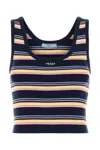 Prada Embroidered Cotton Tank Top In Black