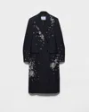 Prada Embroidered Double-breasted Rush Stitch Wool Coat In Black