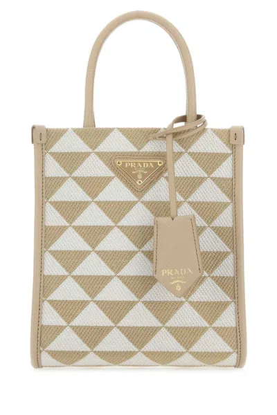 Prada Embroidered Fabric Micro Symbole Handbag In Multicolor