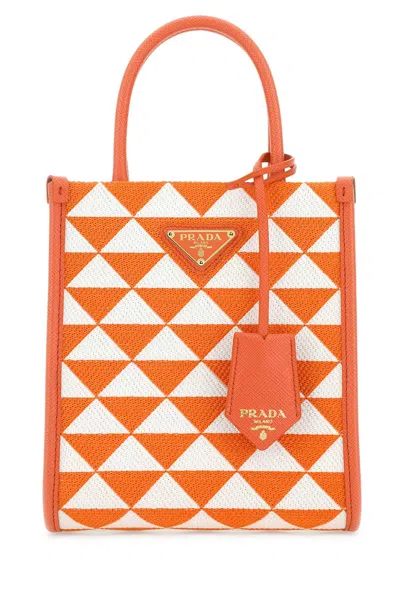 PRADA EMBROIDERED FABRIC MICRO SYMBOLE HANDBAG