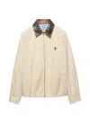 Prada Embroidered Garment-dyed Old Gabardine Blouson Jacket In Neutral