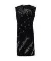 Prada Embroidered Georgette Sleeveless Dress In Black