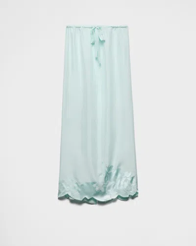 PRADA EMBROIDERED HABUTAI SILK MIDI-SKIRT