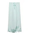 Prada Embroidered Habutai Silk Midi Skirt In Green