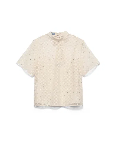 PRADA EMBROIDERED LACE TOP