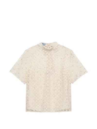 PRADA EMBROIDERED LACE TOP