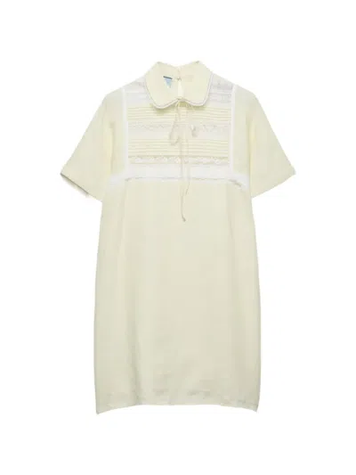 Prada Besticktes Minikleid Aus Leinen In Multi