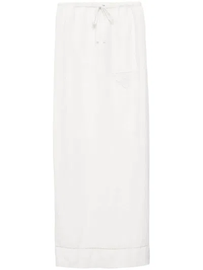 PRADA EMBROIDERED LINEN SKIRT