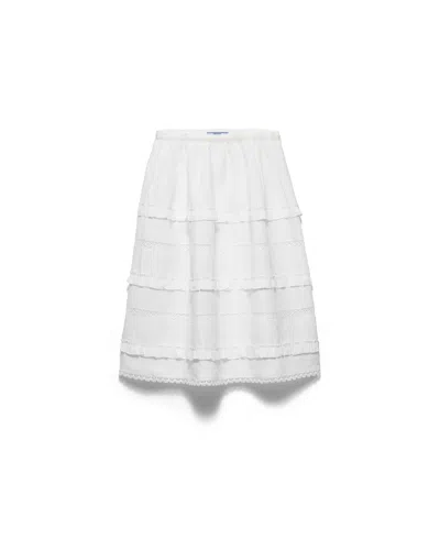 Prada Rock Aus Besticktem Leinen In White