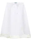 Prada Embroidered Linen Skirt In White