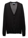 Prada Embroidered-logo Cardigan In Black