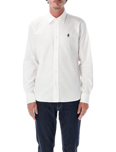 Prada Embroidered Logo Cotton Shirt In White