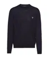 Prada Rundhalspullover Aus Superfeiner Wolle In Blue