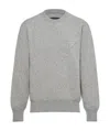 Prada Ribbed Crew-neck Cashmere Blend Sweater In Gray