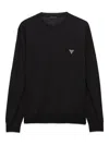 Prada Black Wool Sweater With Logo In Black