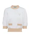 Prada Embroidered-logo Cropped Jumper In White
