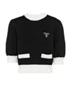 Prada Bicolor Cropped Knit Sweater In Black / White