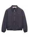 Prada Embroidered-logo Jacket In Gray