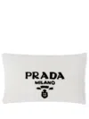 Prada Embroidered Logo Sheepskin Cushion In White
