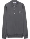 Prada Logo-embroidered Relaxed-fit Silk Polo Shirt In Grey