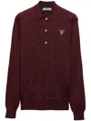Prada Knitwear With Polo Collar And Ribbed Cuffs In Rot