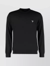 Prada Black Wool Sweater With Logo In Black