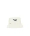 Prada Logo-embroidered Interwoven Bucket Hat In White