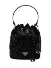 Prada Enamel Triangle-logo Tote Bag In Black