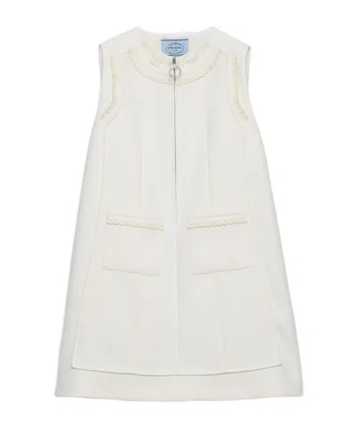 Prada Embroidered Natté Fabric Mini-dress In White