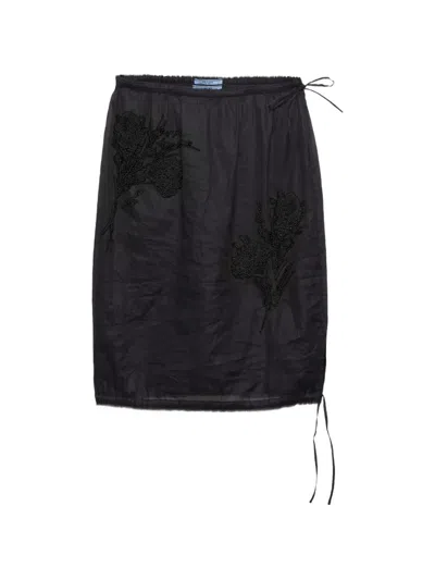 Prada Embroidered Organdy Midi-skirt In Multi