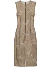 Prada Embroidered Sheer Silk Midi Dress