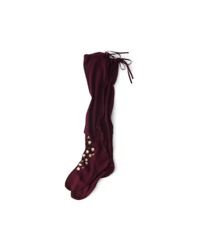 Prada Embroidered Over-the-knee Cotton Socks In Amaranth Red