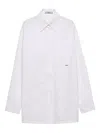 Prada Womens White Logo-embroidered Cotton Poplin Shirt In White